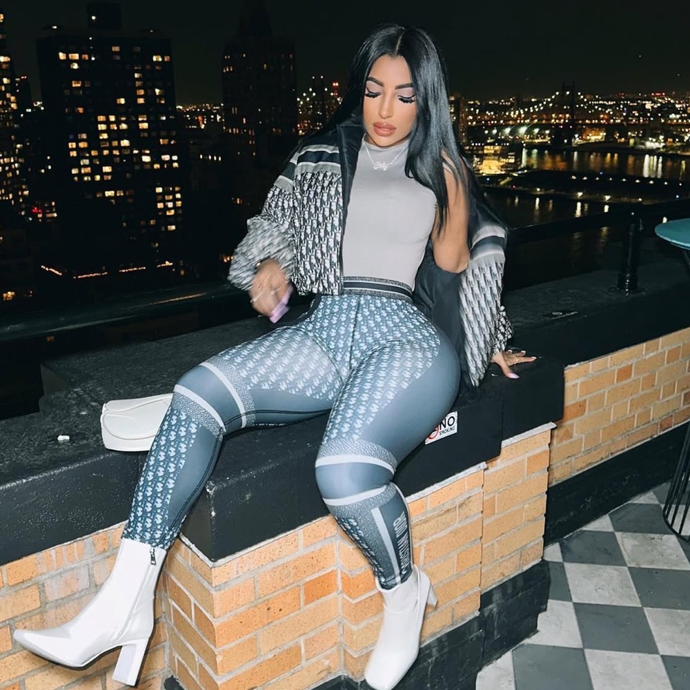 Dior Blue and Gray Patterned Leggings